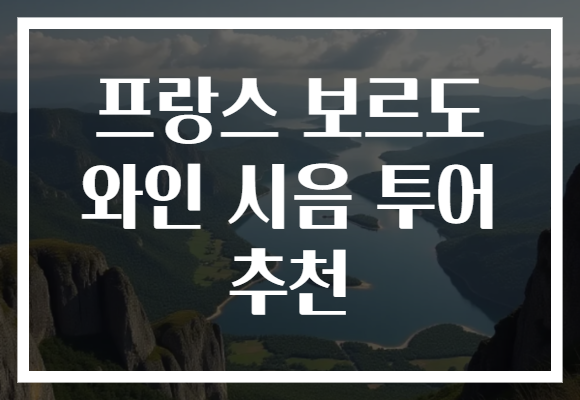 프랑스 보르도 와인 시음 투어 추천