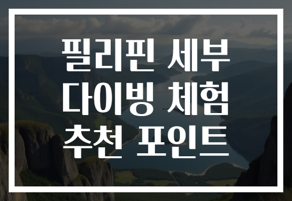 필리핀 세부 다이빙 체험 추천 포인트
