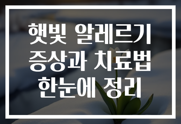 햇빛 알레르기 증상과 치료법 한눈에 정리