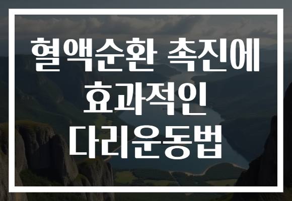 혈액순환 촉진에 효과적인 다리운동법