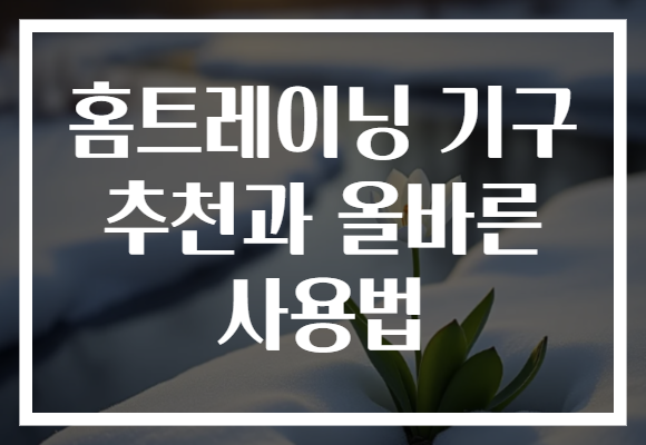 홈트레이닝 기구 추천과 올바른 사용법