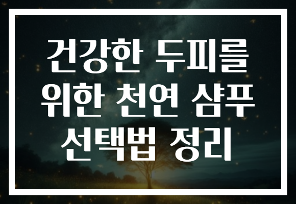 건강한 두피를 위한 천연 샴푸 선택법 정리