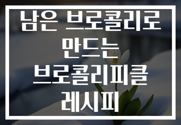 남은 브로콜리로 만드는 브로콜리피클 레시피