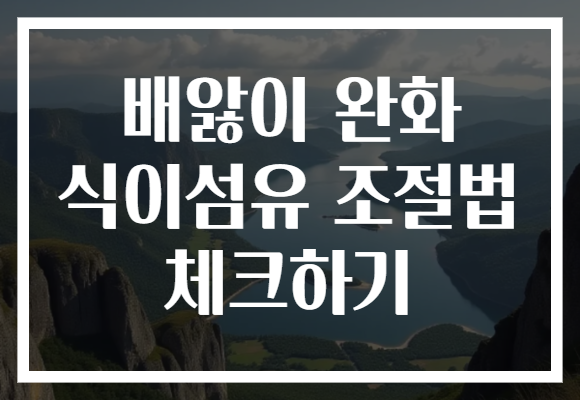 배앓이 완화 식이섬유 조절법 체크하기
