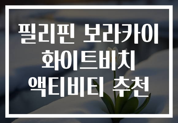 필리핀 보라카이 화이트비치 액티비티 추천