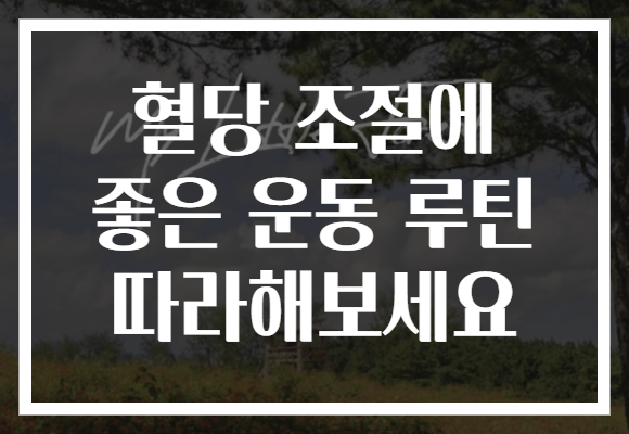 혈당 조절에 좋은 운동 루틴 따라해보세요