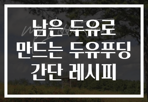 남은 두유로 만드는 두유푸딩 간단 레시피