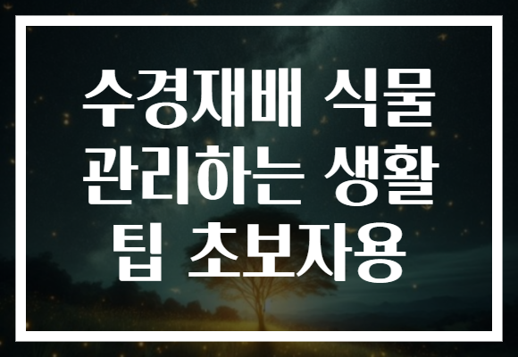 수경재배 식물 관리하는 생활 팁 초보자용