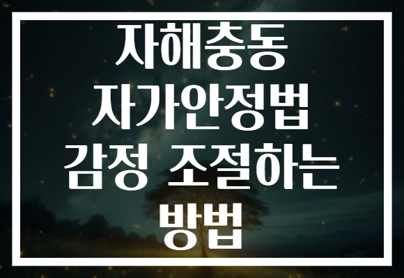 자해충동 자가안정법 감정 조절하는 방법