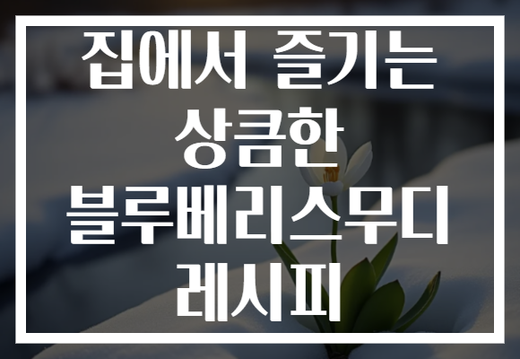 집에서 즐기는 상큼한 블루베리스무디 레시피