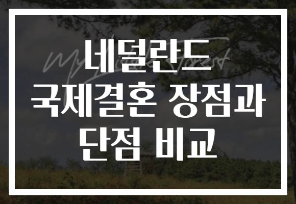 네덜란드 국제결혼 장점과 단점 비교