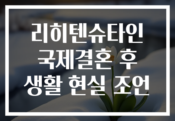 리히텐슈타인 국제결혼 후 생활 현실 조언