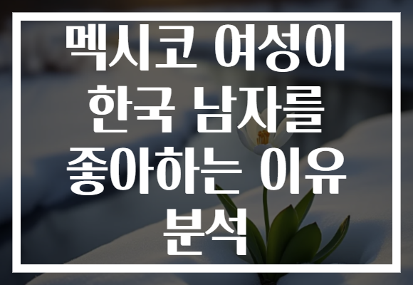 멕시코 여성이 한국 남자를 좋아하는 이유 분석