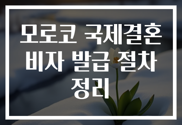 모로코 국제결혼 비자 발급 절차 정리