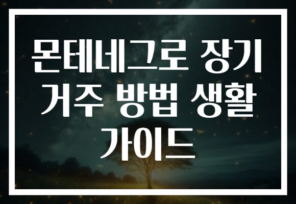 몬테네그로 장기 거주 방법 생활 가이드