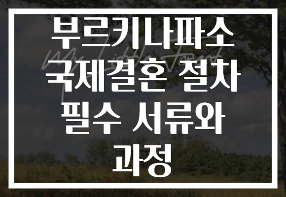 부르키나파소 국제결혼 절차 필수 서류와 과정