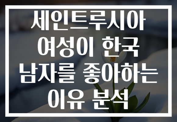 세인트루시아 여성이 한국 남자를 좋아하는 이유 분석