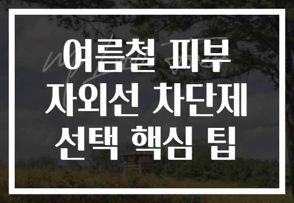 여름철 피부 자외선 차단제 선택 핵심 팁