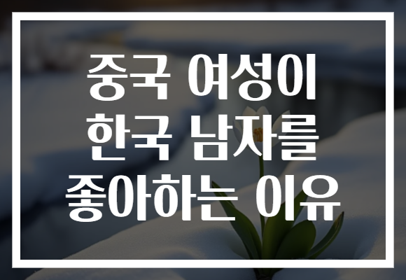 중국 여성이 한국 남자를 좋아하는 이유