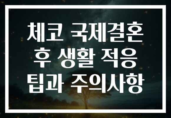 체코 국제결혼 후 생활 적응 팁과 주의사항