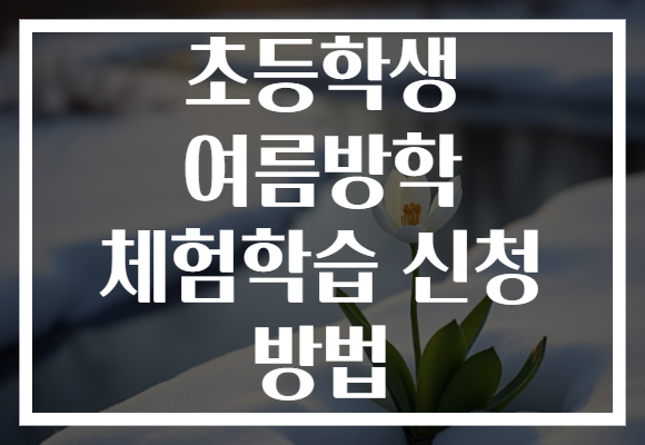 초등학생 여름방학 체험학습 신청 방법