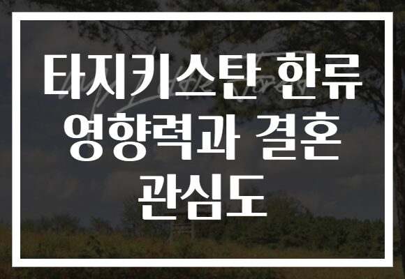 타지키스탄 한류 영향력과 결혼 관심도