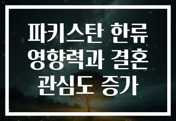 파키스탄 한류 영향력과 결혼 관심도 증가