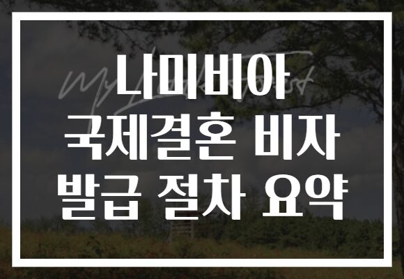 나미비아 국제결혼 비자 발급 절차 요약