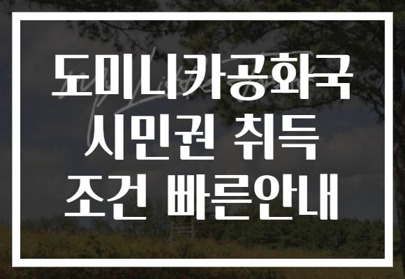 도미니카공화국 시민권 취득 조건 빠른안내