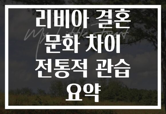 리비아 결혼 문화 차이 전통적 관습 요약
