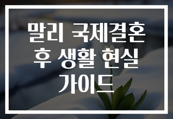 말리 국제결혼 후 생활 현실 가이드