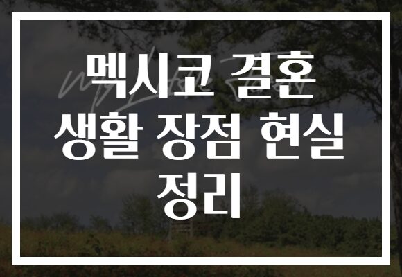 멕시코 결혼 생활 장점 현실 정리