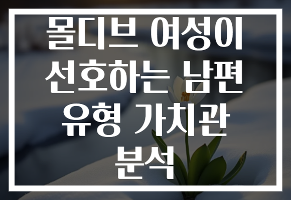 몰디브 여성이 선호하는 남편 유형 가치관 분석