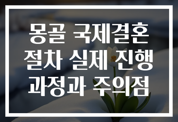 몽골 국제결혼 절차 실제 진행 과정과 주의점