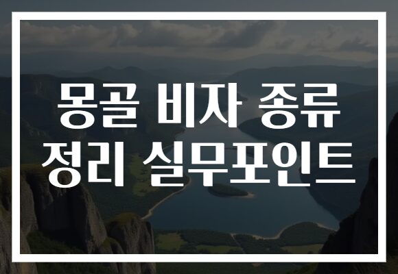 몽골 비자 종류 정리 실무포인트