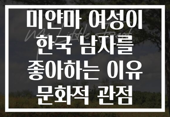 미얀마 여성이 한국 남자를 좋아하는 이유 문화적 관점