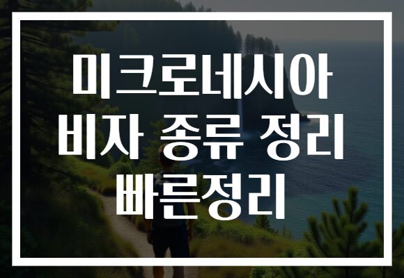 미크로네시아 비자 종류 정리 빠른정리