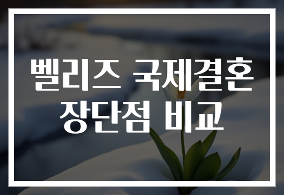 벨리즈 국제결혼 장단점 비교
