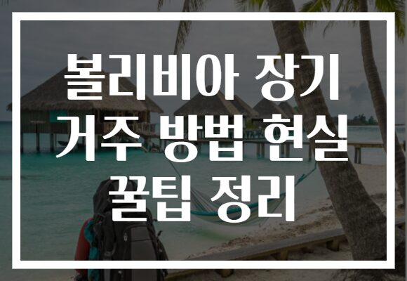 볼리비아 장기 거주 방법 현실 꿀팁 정리