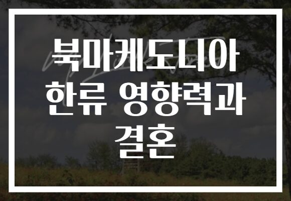 북마케도니아 한류 영향력과 결혼