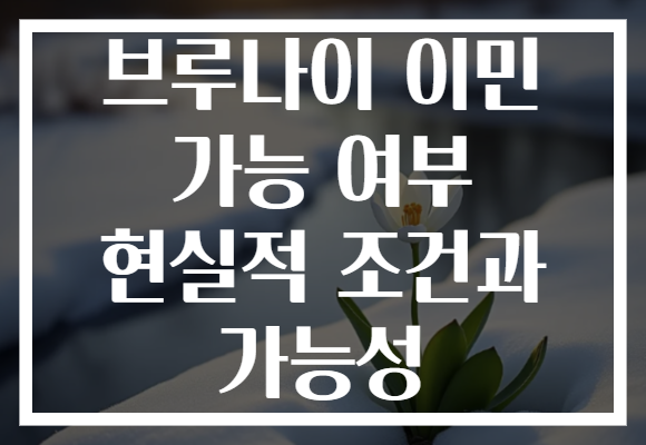 브루나이 이민 가능 여부 현실적 조건과 가능성