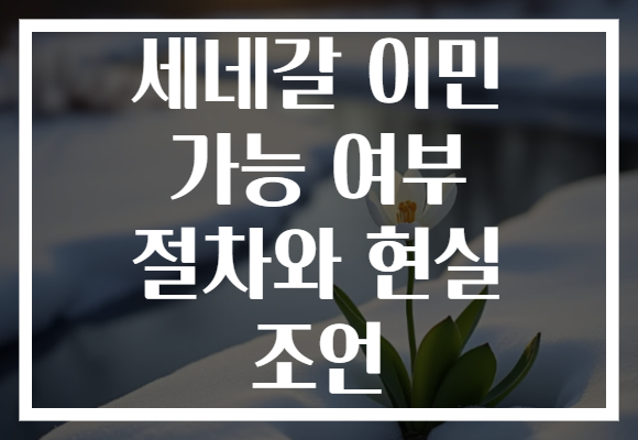 세네갈 이민 가능 여부 절차와 현실 조언