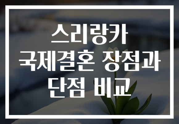 스리랑카 국제결혼 장점과 단점 비교