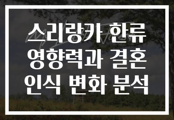 스리랑카 한류 영향력과 결혼 인식 변화 분석