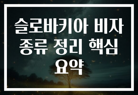 슬로바키아 비자 종류 정리 핵심 요약