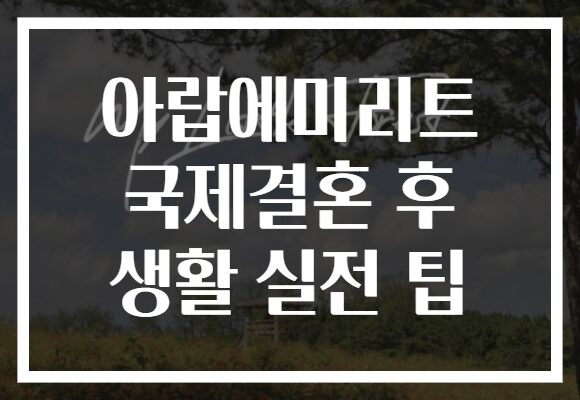 아랍에미리트 국제결혼 후 생활 실전 팁