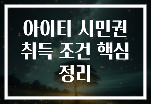 아이티 시민권 취득 조건 핵심 정리