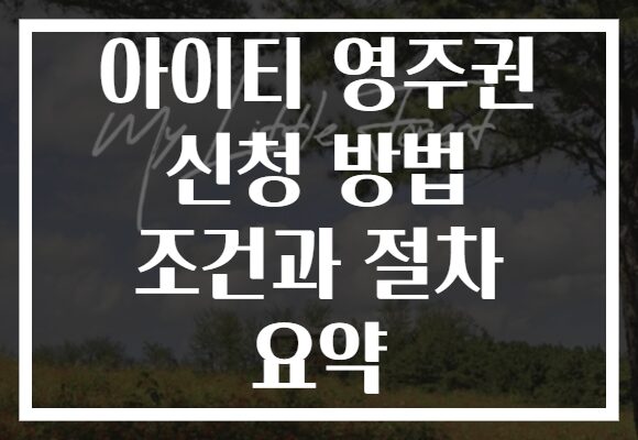 아이티 영주권 신청 방법 조건과 절차 요약