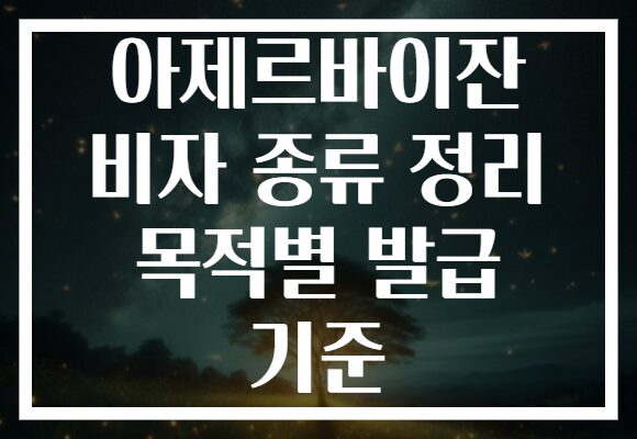 아제르바이잔 비자 종류 정리 목적별 발급 기준