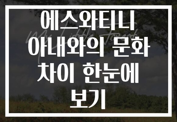 에스와티니 아내와의 문화 차이 한눈에 보기